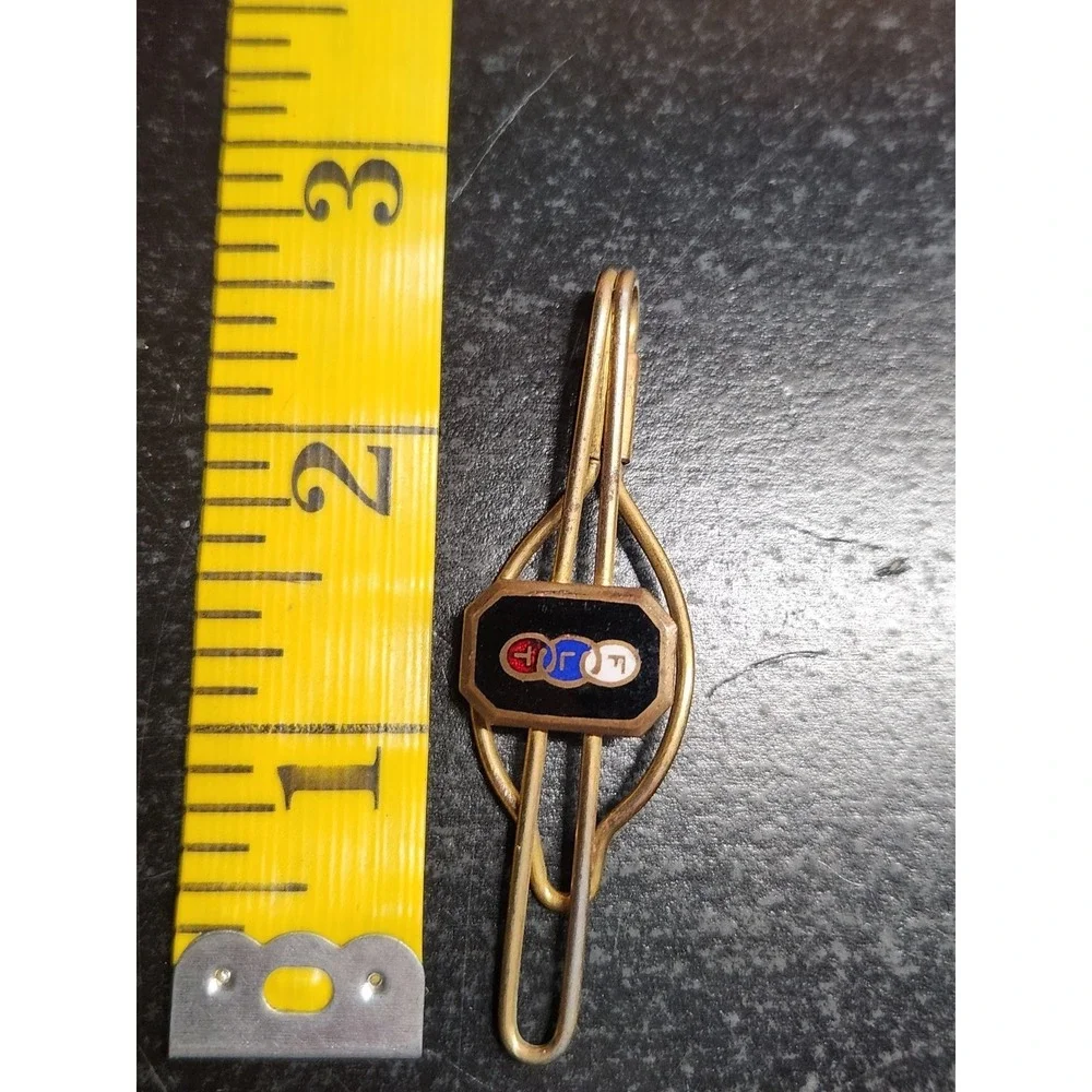 Vintage T.L.O.F. Fraternity Tie Clip Philadelphia Badge Co. Gold Tone Enamel